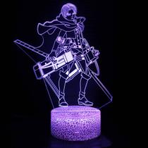 Lâmpada de ilusão LED 3D Night Light Attack on Titan Levi Anime