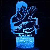 Lâmpada de ilusão LED 3D Night Light Bruce Lee Tema de anime