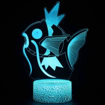 Lâmpada de ilusão LED 3D Night Light Fish Anime com mudança de cor