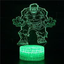 Lâmpada de ilusão LED 3D Night Light Hulks Anime para crianças
