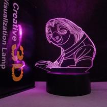 Lâmpada de ilusão LED 3D Night Light Judy Rabbits Sloth Anime