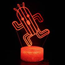 Lâmpada de ilusão LED 3D Night Light Running Cactus Anime