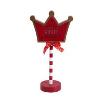 Lâmpada de LED Retro Natal - Sinal "Papai Noel Pare Aqui" - Decoração de Mesa de Madeira