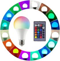 Lâmpada De LED RGB Colorida Com Controle Remoto Base Parafuso Bocal E27 Bivolt Com Controle Remoto - RiosSportMix