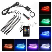 Lâmpada de LED RGB Uniwit para Interior de Carro - Multicolorida com Controle Remoto