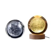 Lâmpada De Mesa De Cristal Do Sistema Solar 3D Com Iluminação LED, Decoração Moderna, Presente