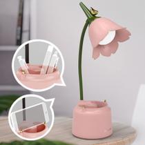 Lâmpada de mesa KoudHug Pink Flower, USB recarregável, flexível Lâmpada de mesa KoudHug Pink Flower, USB recarregável, flexível