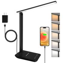 Lâmpada de Mesa LED com Leitura Regulável e Porta USB - Preta Lâmpada de Mesa LED com Leitura Regulável e Porta USB - Preta