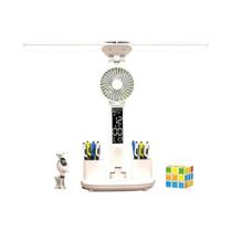 Lâmpada De Mesa LED Recarregável Com Ventilador E Display De Relógio, Luz De Leitura Para Estudo