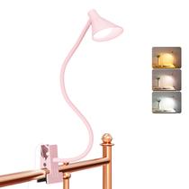 Lâmpada de mesa LifMira BL08 Clip em LED para leitura rosa claro