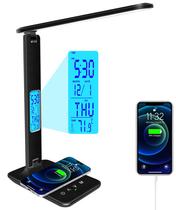 Lâmpada de mesa, pia com carregador sem fio, porta USB, relógio, alarme Lâmpada de mesa, pia com carregador sem fio, porta USB, relógio, alarme