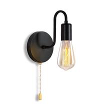 Lâmpada de parede DTIEDY E26 Vintage Black 110V Pull Chain