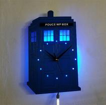 Lâmpada de parede Night Light Doctor Who Relógio de parede 40 cm de madeira