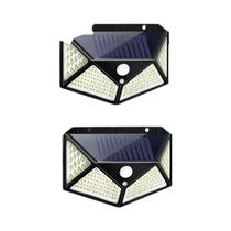 Lâmpada De Parede Solar Para Exterior Com Sensor De Movimento PIR 100LED 1/2/4PCS Luz De Jardim E