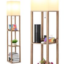 Lâmpada de prateleira SHINE HAI 160 cm de madeira, 3 tomadas de alimentação USB tipo C