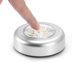 Lampada De Toque Led Luminária Abajur Auto Adesivo A Pilha Closet Guarda Roupas Armário