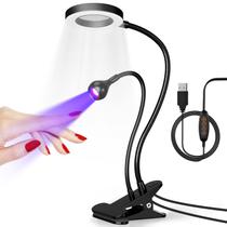Lâmpada de unhas UV krofaue Flash Cure Lamp Dual-Light com lupa 6