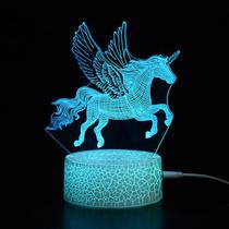Lâmpada de Unicórnio 3D com Luz Noturna LED - Ilusão de Ótica com Controle Remoto
