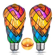 Lâmpada de vitral Cybaaluxzus Rainbow Painted 4W 120V