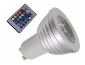 Lâmpada Dicroica Gu10 Led Rgb 3w Bivolt + Controle Remoto Lâmpada Dicroica Gu10 Led Rgb 3w Bivolt + Controle Remoto