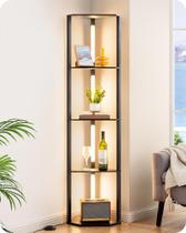 Lâmpada EDISHINE, prateleira de canto de 163 cm, 3CCT, regulável, preta Lâmpada EDISHINE, prateleira de canto de 163 cm, 3CCT, regulável, preta