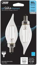 Lâmpada elétrica Feit LED BA10 E12 60W Daylight 2PK Lâmpada elétrica Feit LED BA10 E12 60W Daylight 2PK