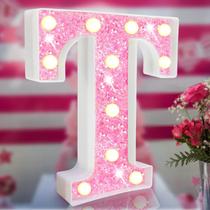 Lâmpada Elnsivo Pink Glitter LED Letter Light 23x20x4 cm