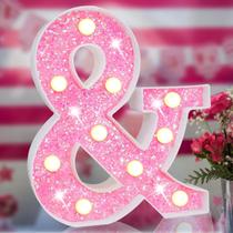 Lâmpada Elnsivo Pink Glitter LED Letter Light alimentada por bateria Lâmpada Elnsivo Pink Glitter LED Letter Light alimentada por bateria