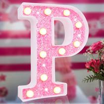 Lâmpada Elnsivo Pink Glitter LED Letter Light alimentada por bateria Lâmpada Elnsivo Pink Glitter LED Letter Light alimentada por bateria