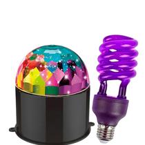 Lâmpada Espiral Luz Negra UV Com Globo Giratório Led rgb usb