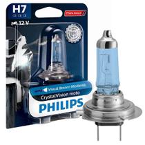 Lâmpada Farol Moto CristalVision H7 12V 55W Philips 12972CVMBW