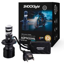 Lâmpada Farol Projetor Canhão LED Elíptico Nano H4 para Moto 35W 5000LM 6500K Luz Branca - ShockLight Lâmpada Farol Projetor Canhão LED Elíptico Nano H4 para Moto 35W 5000LM 6500K Luz Branca - ShockLight