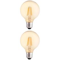 Lâmpada Filamento Globo Foxlux E27 G95 4W Bivolt estilo vintage, iluminação suave Kit com 2 Lâmpada Filamento Globo Foxlux E27 G95 4W Bivolt estilo vintage, iluminação suave Kit com 2