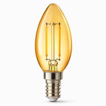Lâmpada Filamento LED Modelo Vela Retrô E14 2W 110V Âmbar