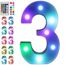 Lâmpada Foaky Colorful LED Number Light 22x20x4,5 cm Bateria