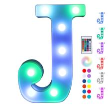 Lâmpada Foaky LED Colorful Letter J 16 cores remota