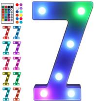 Lâmpada Foaky LED número 7, bateria colorida de 8,9 x 7,9 x 4,5 cm