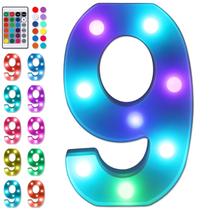 Lâmpada Foaky LED número 9 Bateria remota colorida 23x20x5cm