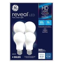 Lâmpada GE Reveal HD+ LED A19 8W, pacote com 4 Lâmpada GE Reveal HD+ LED A19 8W, pacote com 4