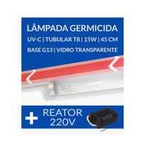 Lâmpada Germicida UV-C T8 15W 45cm Base G13 (Esterilização/Filtros) + Reator - LUCMAT LAMPS