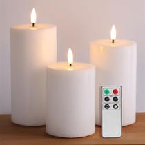 Lâmpada Girimax LED Flameless Pillar Candles, controle remoto de 3 peças