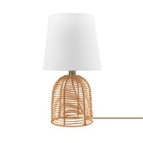 Lâmpada GLOBE 61000047 36 cm, base de vime, sombra de linho branco
