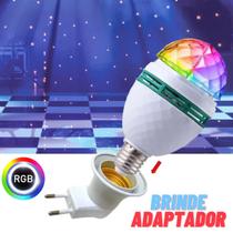 Lâmpada Globo Led Colorida Giratória Rotativa Festa DJ Boate RGB Balada Bivolt com Adaptador Socket 360º Bola Maluca