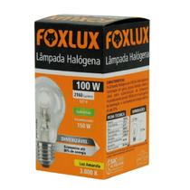 Lâmpada Halógena Foxlux Clássica 100W E27 127V com Luz Amarela 3000K, Alta Luminosidade e Acendimento Imediato para Ambientes Internos Lâmpada Halógena Foxlux Clássica 100W E27 127V com Luz Amarela 3000K, Alta Luminosidade e Acendimento Imediato para Ambientes Internos