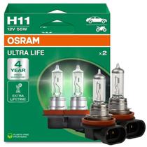 Lâmpada Halógena Osram H11 55W 12V Ultra Life Par Farol Alto Baixo Neblina Carro e Moto Longa Vida