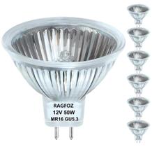 Lâmpada halógena RAGFOZ Mr16 12V 50W regulável 2700K branca quente 6 unidades Lâmpada halógena RAGFOZ Mr16 12V 50W regulável 2700K branca quente 6 unidades