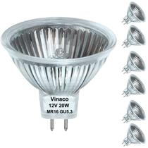 Lâmpada halógena Vinaco MR16 20W 12V GU5.3 regulável 2800K, pacote com 6