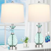 Lâmpada Hamucd, conjunto de vidro costeiro de 66 cm, 2 portas USB reguláveis