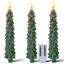 Lâmpada Homemory, 3 peças, LED verde, velas de árvore de Natal, 25 cm