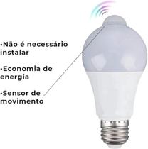 Lâmpada Inteligente LED 12W com Sensor de Movimento Bivolt 110/220V Branca LINHA QUALIDADE PREMIUM Lâmpada Inteligente LED 12W com Sensor de Movimento Bivolt 110/220V Branca LINHA QUALIDADE PREMIUM